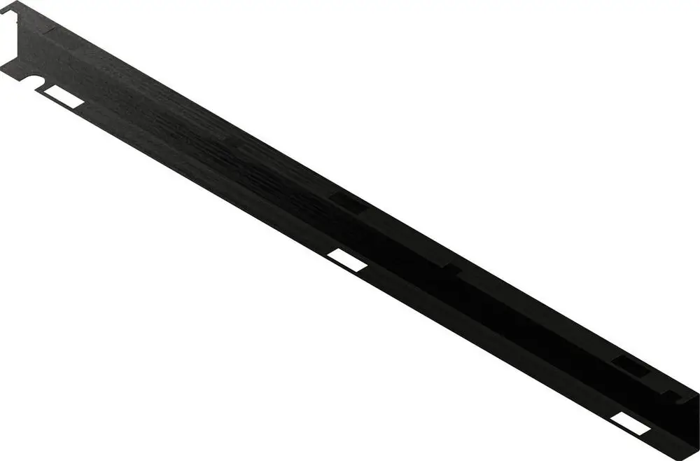 Schmale, rechteckige Abdeckung in schwarz, mit Ausschnitten an den Enden, möglicherweise von Bosch. Klarer Design für einen spezifischen Anwendungseinsatz.